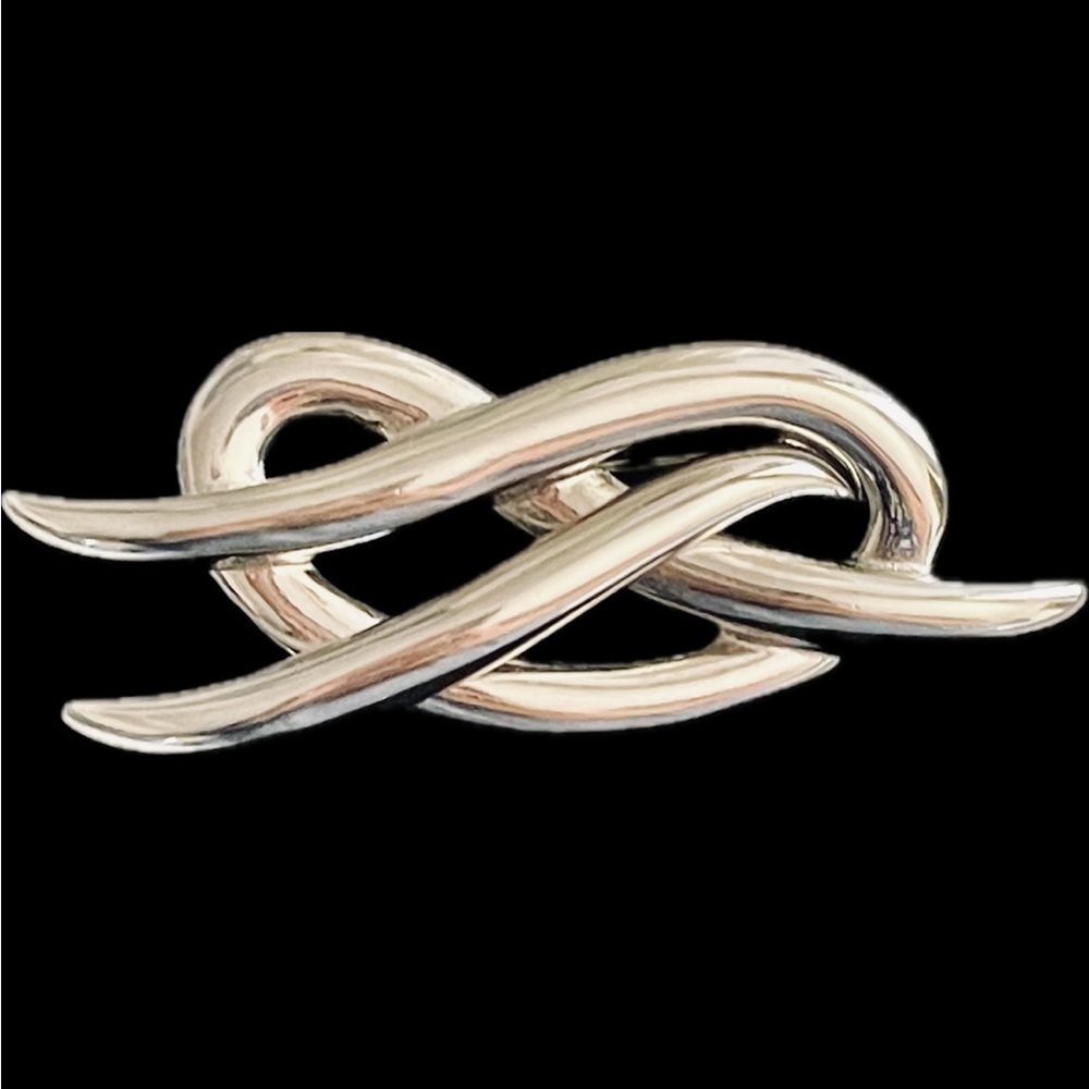 Vintage MONET Pretzel Twist Silver Tone Brooch